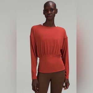 Lululemon Ribbed Modal-Silk Blend Long Sleeve Shirt Size 12 Color Cayenne